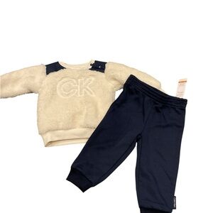 Calvin Klein Kids Cream and Navy Bottoms